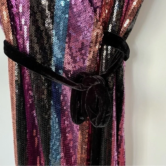 SOLD Zara Sequin Stripe Midi Wrap Dress, Sz Small - Picture 12 of 16